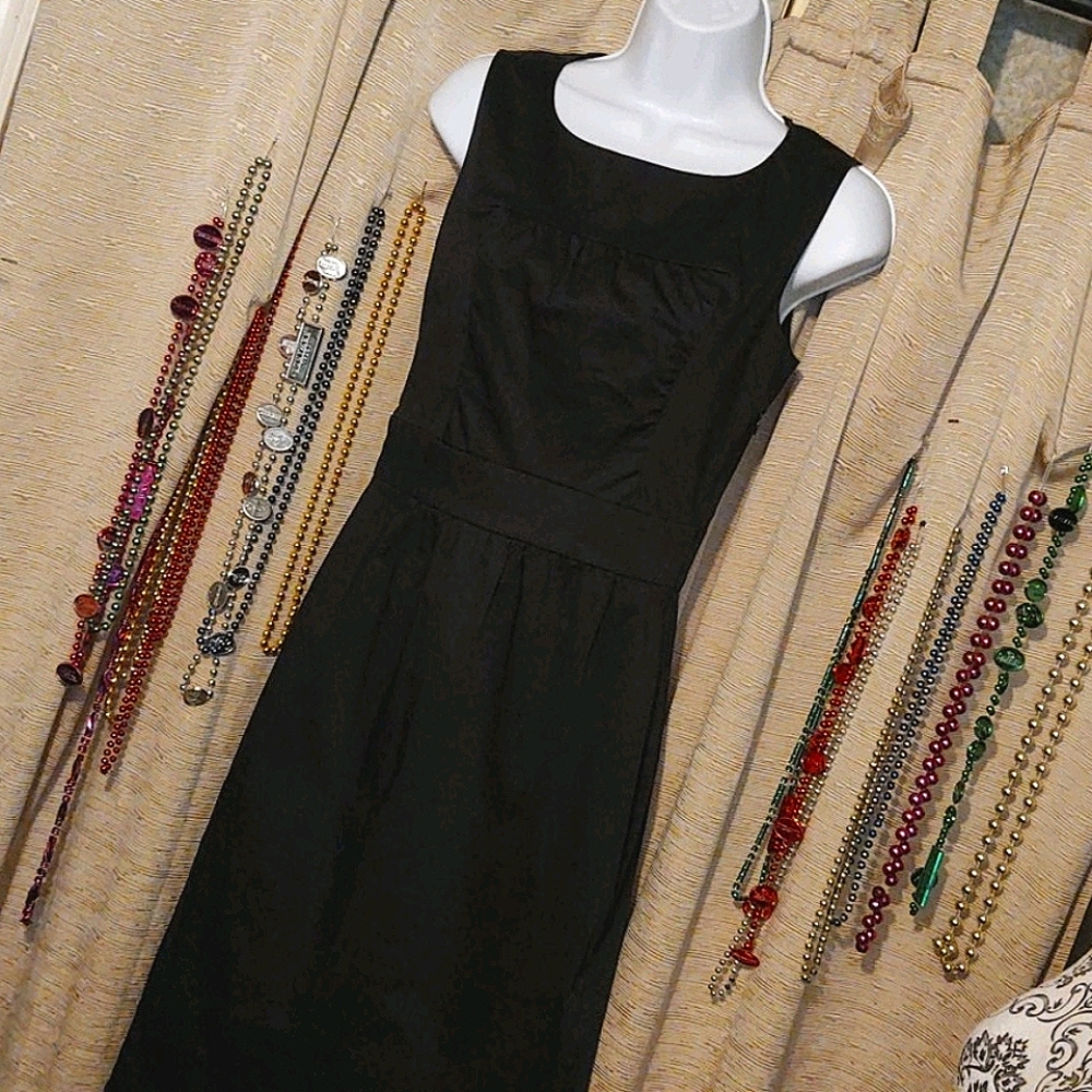 J.Crew Black Cotton Blend Midi Sheath Dress Sz.2